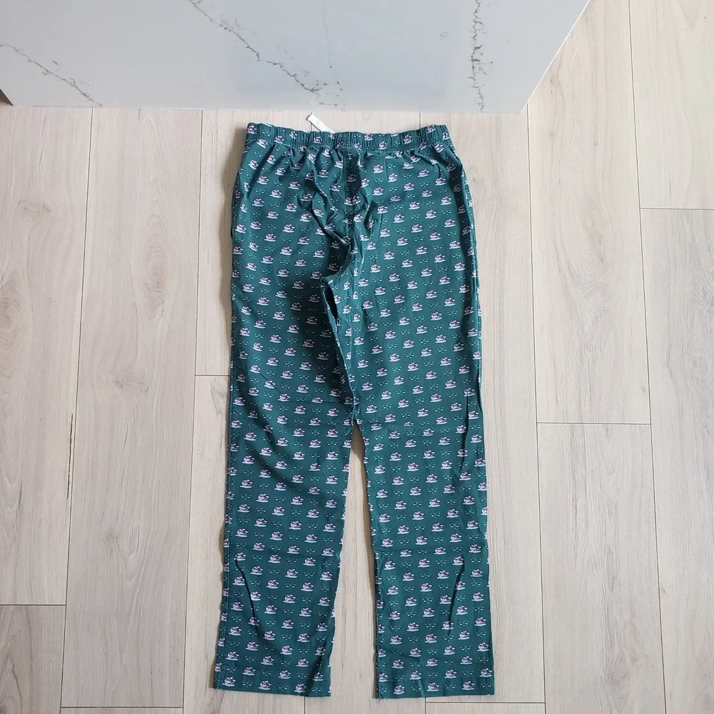 Vineyard Vines Pajama Pants Womens XS Green Santa Whale Ski Christmas Lounge PJs - Picture 3 of 5